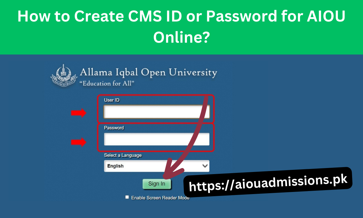 How to Create CMS ID or Password for AIOU Online?