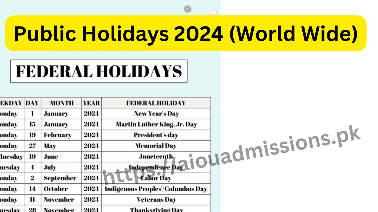 public holidays 2024 (World Wide)