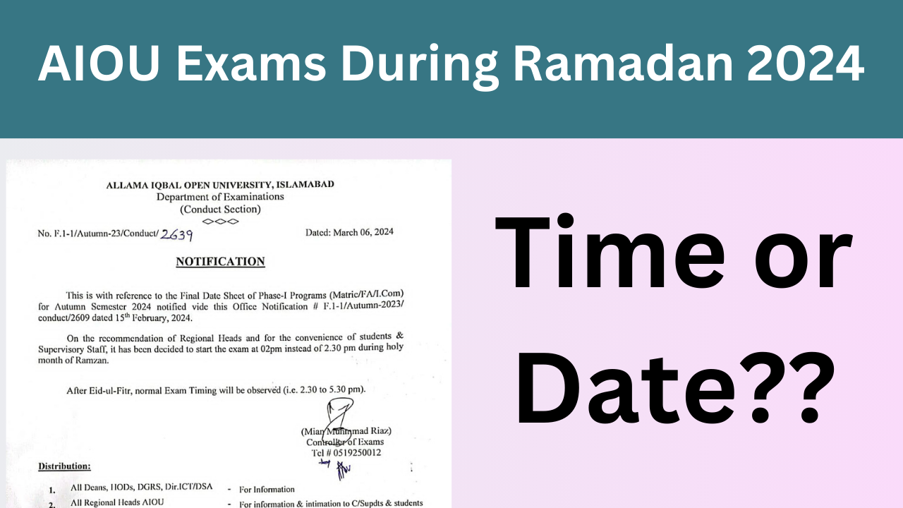 AIOU Exams During Ramadan 2024